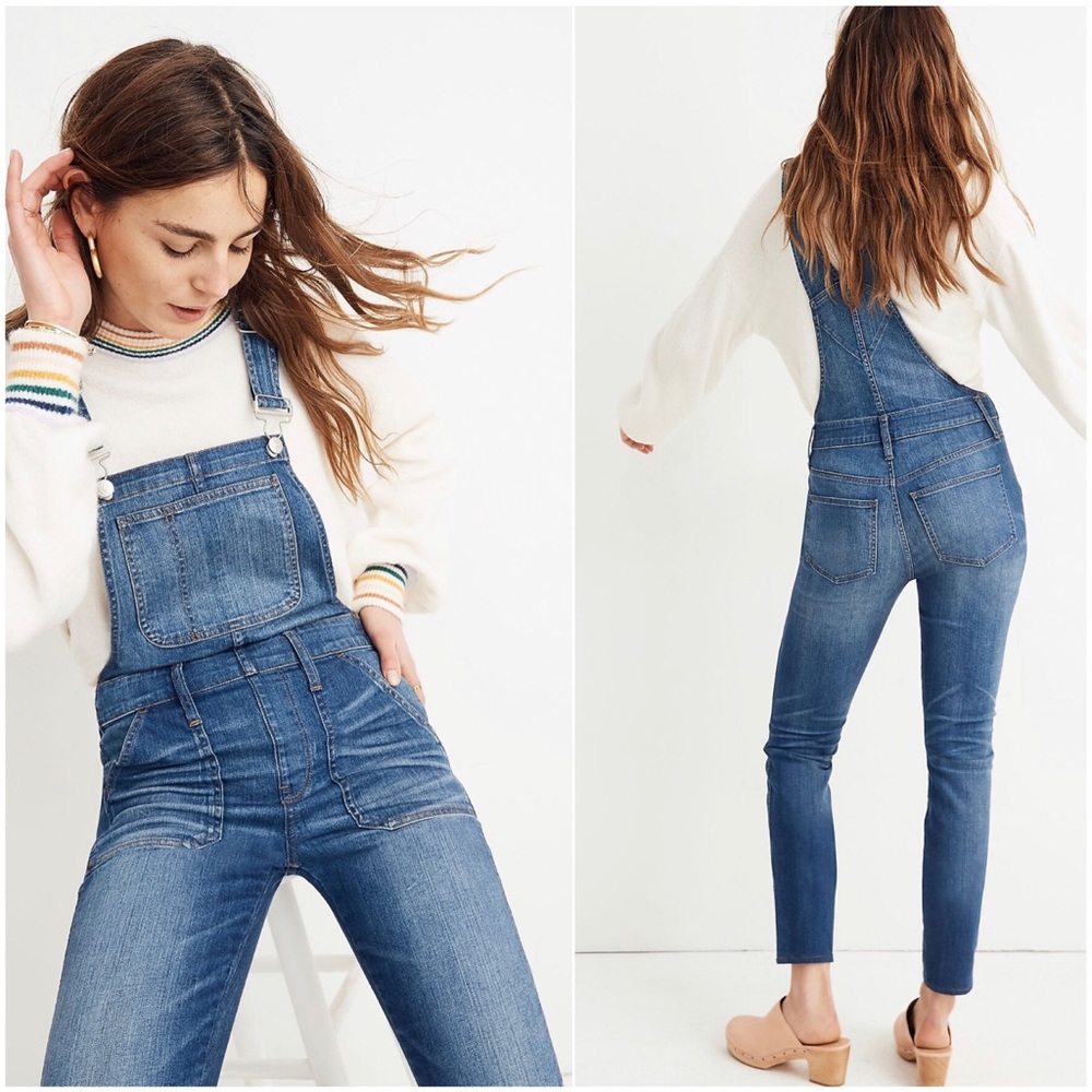 MADEWELL Skinny Overalls Jansing Medium Wash Denim Jean Zip Ankle New NWT Small - Picture 2 of 8